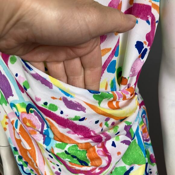 Lauren Ralph Lauren Dress Size 10 Colorful Sleeveless Wrap coastal summer - Picture 9 of 12